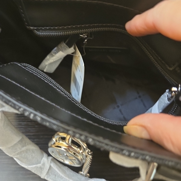 Michael Kors Small Hamilton  Logo Embossed Washed Denim Satchel - Picture 11 of 14